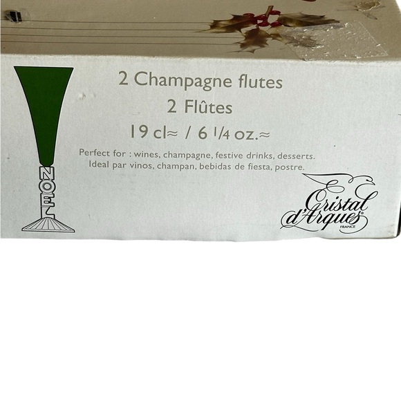 CRISTAL D’ARQUES 2CHAMPAGNE FLUTES NOEL FESTIVE CHRISTMAS - Picture 9 of 16